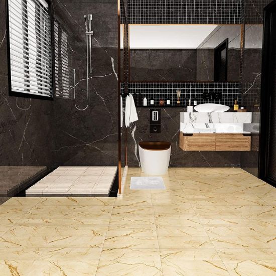 2 PC మార్బుల్ ఫ్లోర్ పీల్ మరియు స్టిక్ టైల్స్ PVC వాటర్‌ప్రూఫ్ సెల్ఫ్-అడెసివ్ వినైల్ ఫ్లోరింగ్ స్టిక్కర్ వాల్ బ్యాక్‌స్ప్లాష్ టైల్స్ ఫర్ బాత్రూమ్ బెడ్‌రూమ్ కిచెన్ లివింగ్ రూమ్ హోమ్ (JIL-58T (12"x24") క్రీమ్) యొక్క చిత్రం