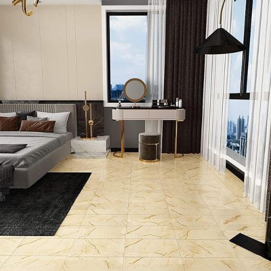 2 PC మార్బుల్ ఫ్లోర్ పీల్ మరియు స్టిక్ టైల్స్ PVC వాటర్‌ప్రూఫ్ సెల్ఫ్-అడెసివ్ వినైల్ ఫ్లోరింగ్ స్టిక్కర్ వాల్ బ్యాక్‌స్ప్లాష్ టైల్స్ ఫర్ బాత్రూమ్ బెడ్‌రూమ్ కిచెన్ లివింగ్ రూమ్ హోమ్ (JIL-58T (12"x24") క్రీమ్) యొక్క చిత్రం