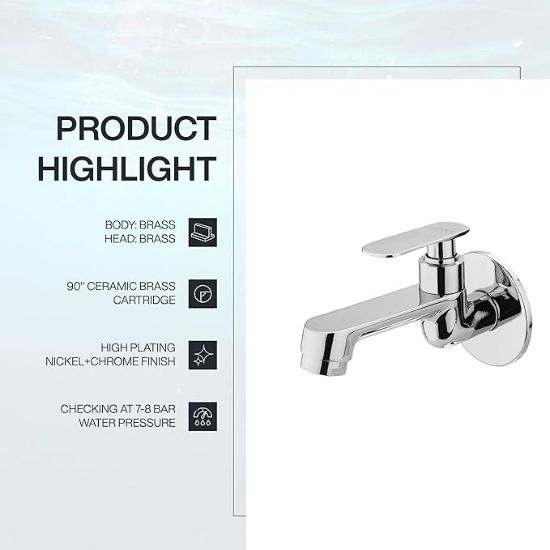 ARICCA బిబ్ కాక్ లాంగ్ బాడీ బ్రాస్ ఫౌసెట్ | బాత్‌రూమ్‌లు, వాషింగ్ ఏరియాలు, గార్డెన్స్ కోసం బిబ్ ట్యాప్ | క్రోమ్ ఫినిష్ ABO202తో కూడిన కుళాయి యొక్క చిత్రం