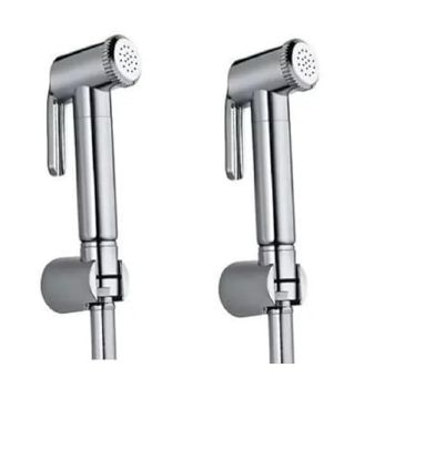 బాత్రూమ్ కోసం ARICCA హెల్త్ ఫాసెట్ - 1 mtr ప్రీమియం గ్రే ట్యూబ్ మరియు ABS హుక్‌తో Chrome ABS బాడీ - గొట్టం మరియు హోల్డర్‌తో టాయిలెట్ కోసం ప్రీమియం జెట్ స్ప్రే - సుపీరియర్ పనితీరు H 001ప్యాక్ ఆఫ్ 2 యొక్క చిత్రం