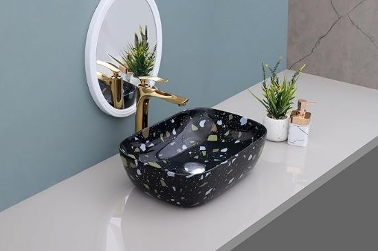 HISRE సిరామిక్ టేబుల్‌టాప్ వాష్‌బేసిన్/బాత్రూమ్ బేసిన్ సింక్/బాత్రూమ్ కోసం బేసిన్/రెస్టారెంట్, హోటల్ కోసం వాష్ బేసిన్ యొక్క చిత్రం