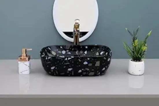 HISRE సిరామిక్ టేబుల్‌టాప్ వాష్‌బేసిన్/బాత్రూమ్ బేసిన్ సింక్/బాత్రూమ్ కోసం బేసిన్/రెస్టారెంట్, హోటల్ కోసం వాష్ బేసిన్ యొక్క చిత్రం