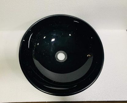 టేబుల్ టాప్ వాష్ బేసిన్ బౌల్ బ్లాక్ జారి బౌల్ వాష్ బేసిన్, బ్లాక్, గ్లోసీ ఫినిష్ 16x16 కౌంటర్ టాప్ వెసెల్ సింక్ గ్లోసీ ఫినిష్ ఫర్ మోడరన్ హోమ్ బాత్రూమ్ లివింగ్ రూమ్ వాష్‌రూమ్ టాయిలెట్ యొక్క చిత్రం