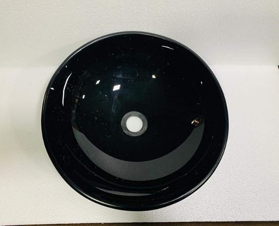 టేబుల్ టాప్ వాష్ బేసిన్ బౌల్ బ్లాక్ జారి బౌల్ వాష్ బేసిన్, బ్లాక్, గ్లోసీ ఫినిష్ 16x16 కౌంటర్ టాప్ వెసెల్ సింక్ గ్లోసీ ఫినిష్ ఫర్ మోడరన్ హోమ్ బాత్రూమ్ లివింగ్ రూమ్ వాష్‌రూమ్ టాయిలెట్ యొక్క చిత్రం