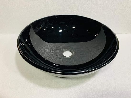 టేబుల్ టాప్ వాష్ బేసిన్ బౌల్ బ్లాక్ జారి బౌల్ వాష్ బేసిన్, బ్లాక్, గ్లోసీ ఫినిష్ 16x16 కౌంటర్ టాప్ వెసెల్ సింక్ గ్లోసీ ఫినిష్ ఫర్ మోడరన్ హోమ్ బాత్రూమ్ లివింగ్ రూమ్ వాష్‌రూమ్ టాయిలెట్ యొక్క చిత్రం