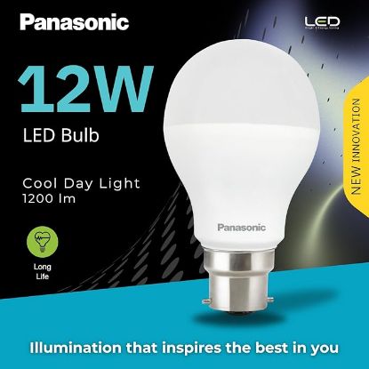 పానాసోనిక్ 12 వాట్ LED బల్బ్, ఇంటికి B22 బేస్ 12W బల్బ్ లైట్, 1 సంవత్సరం వారంటీతో 25000+ BH, 6500K కూల్ డే బల్బ్ యొక్క చిత్రం