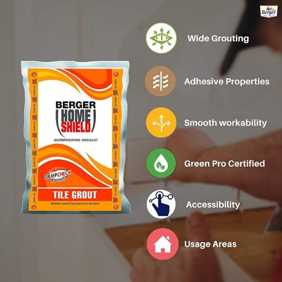 బెర్గర్ పెయింట్స్ హోమ్ షీల్డ్ టైల్ గ్రౌట్ (ఐవరీ, 1 కేజీ) యొక్క చిత్రం