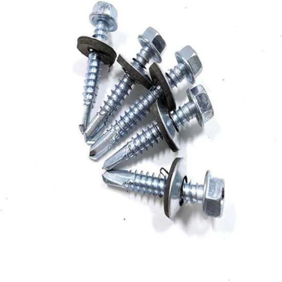 రూఫ్ షీట్లను స్టీల్ లేదా వుడ్ ఫ్రేమ్‌లకు బిగించడానికి ఉపయోగించే ప్రత్యేక స్క్రూలు. యొక్క చిత్రం