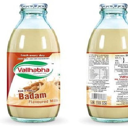 VALLABHA Fresh and Healthy Flavored Milk GLASS BOTTLE 180ML -BADAM యొక్క చిత్రం